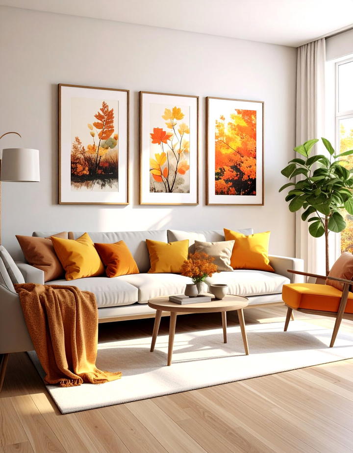 Living Room Gallery Wall - 50 minimalist fall decor ideas