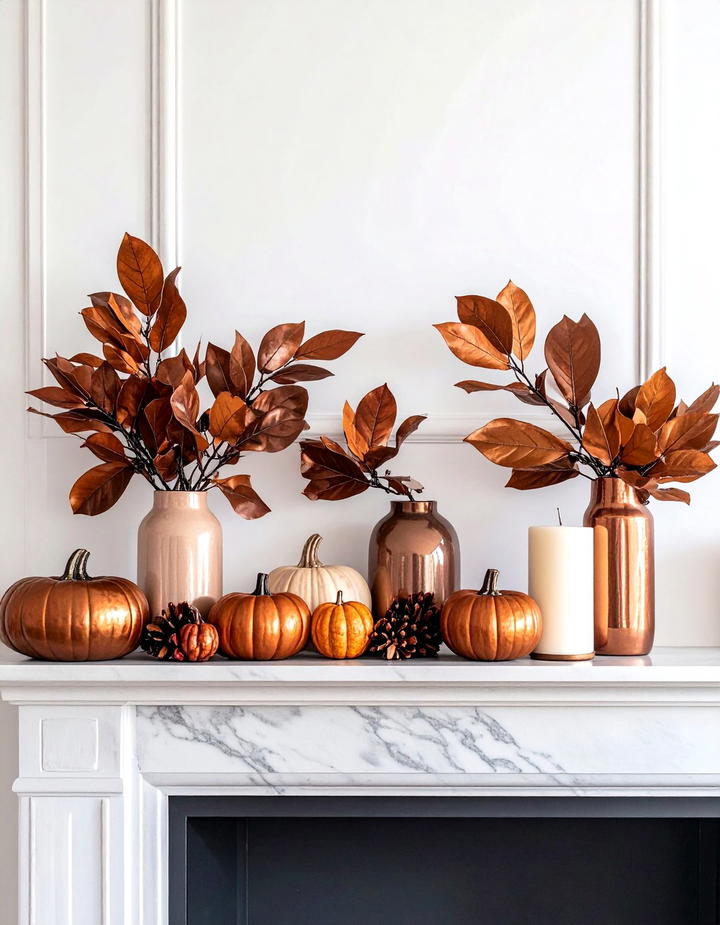 Magnolia Leaf Mantel Display - 50 fall mantel decor ideas