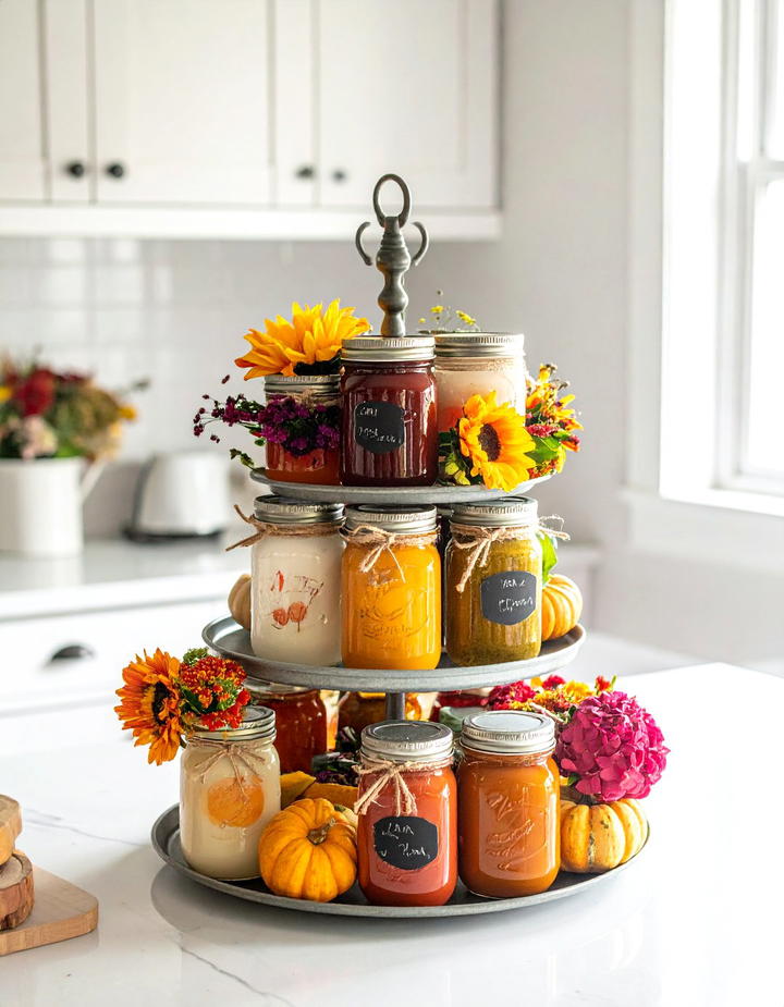 Mason Jar Fall Collection - 50 fall tiered tray decor ideas