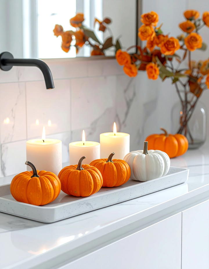 Mini Pumpkin Displays - 50 fall bathroom decor ideas