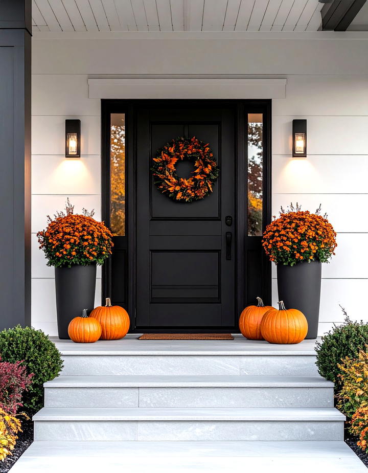 Minimalist Black Door Focus - 50 modern fall porch decor ideas