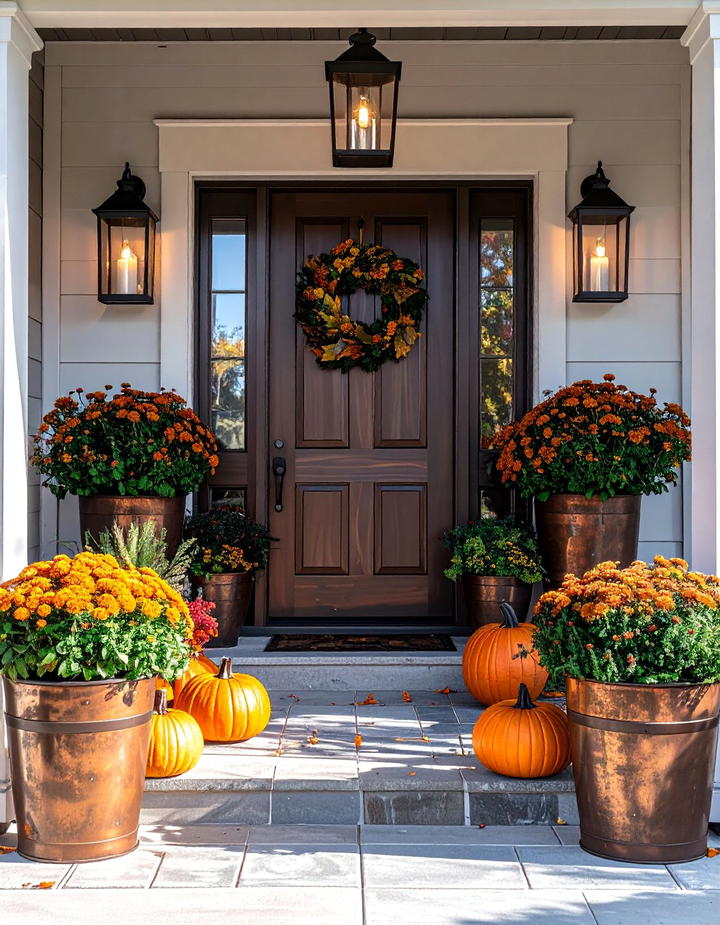 Mixed Metal Fall Accents - 50 fall front door decor ideas