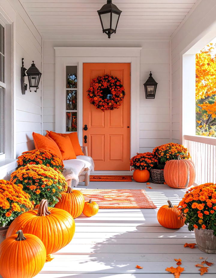 Monochromatic Orange Theme - 50 modern fall porch decor ideas