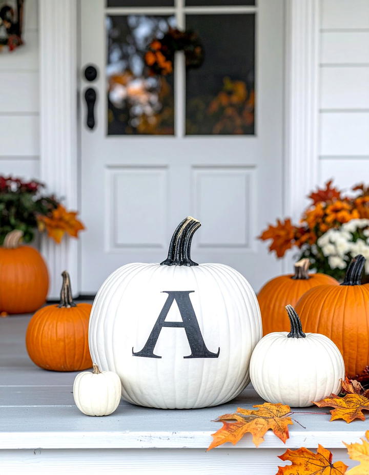 Monogrammed Letter Pumpkin - 50 fall pumpkin decor ideas
