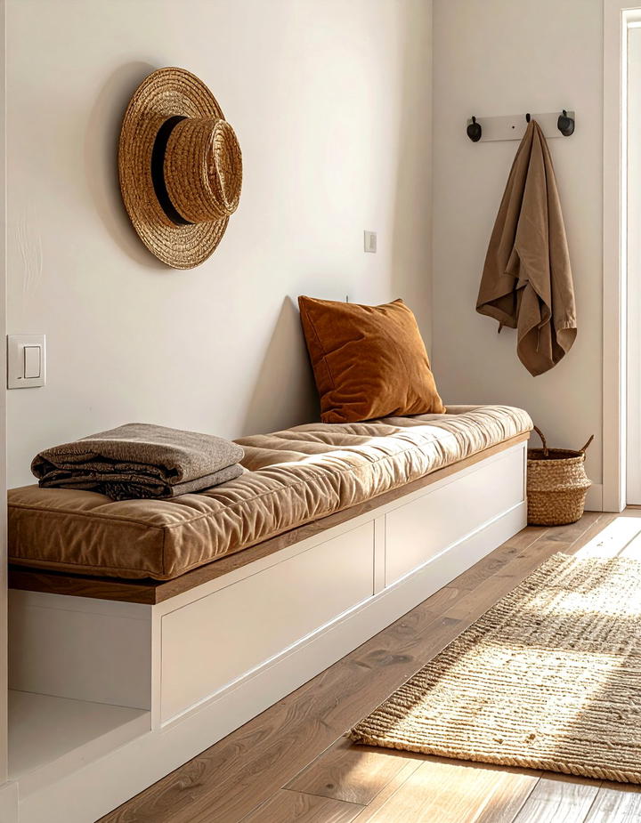Mudroom Bench Cushion - 50 minimalist fall decor ideas