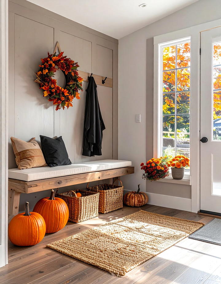 Mudroom Functional Fall Organization - 50 fall decor ideas
