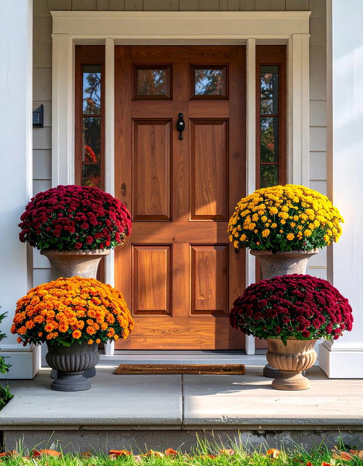 Mum Planter Doorway Arrangement - 50 fall front door decor ideas