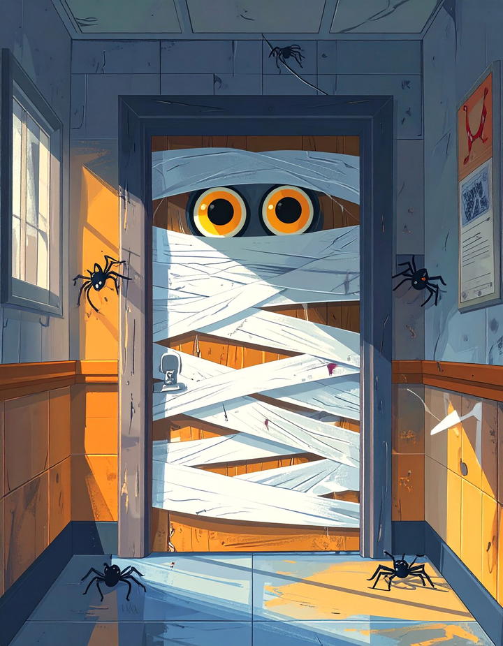 Mummy Wrapped Door - 50 fall door decor classroom ideas