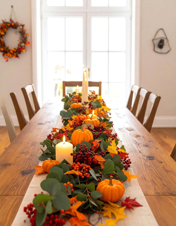 Natural Garland Table Runners - 50 fall table decor ideas