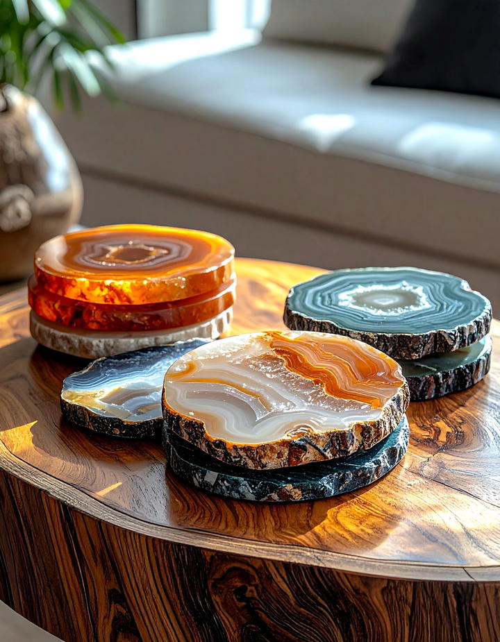 Natural Stone Coasters - 50 fall decor trends 2025