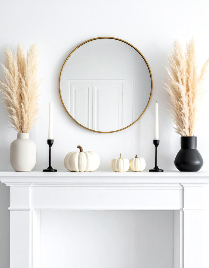 Neutral Minimalist Mantel Display - 50 fall mantel decor ideas