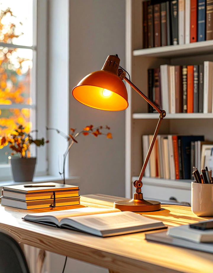 Office Desk Lamp with Fall Shade - 50 fall office decor ideas