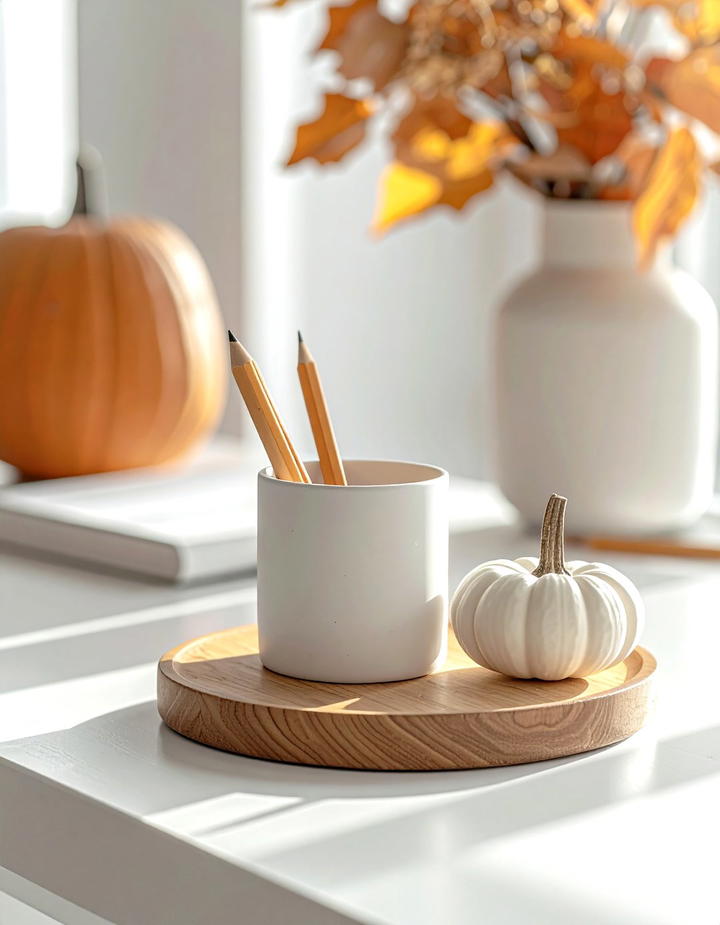 Office Desk Pencil Cup - 50 minimalist fall decor ideas