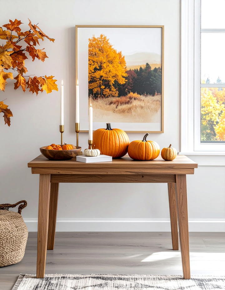 Office Side Table Fall Vignette - 50 fall office decor ideas