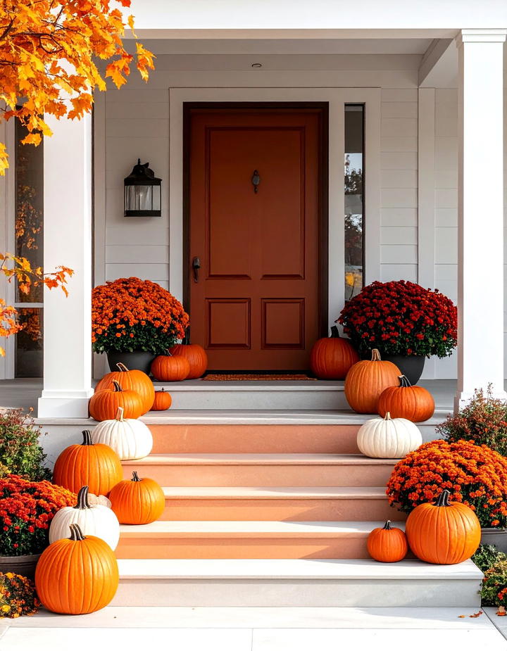 Ombre Pumpkin Gradient - 50 modern fall porch decor ideas
