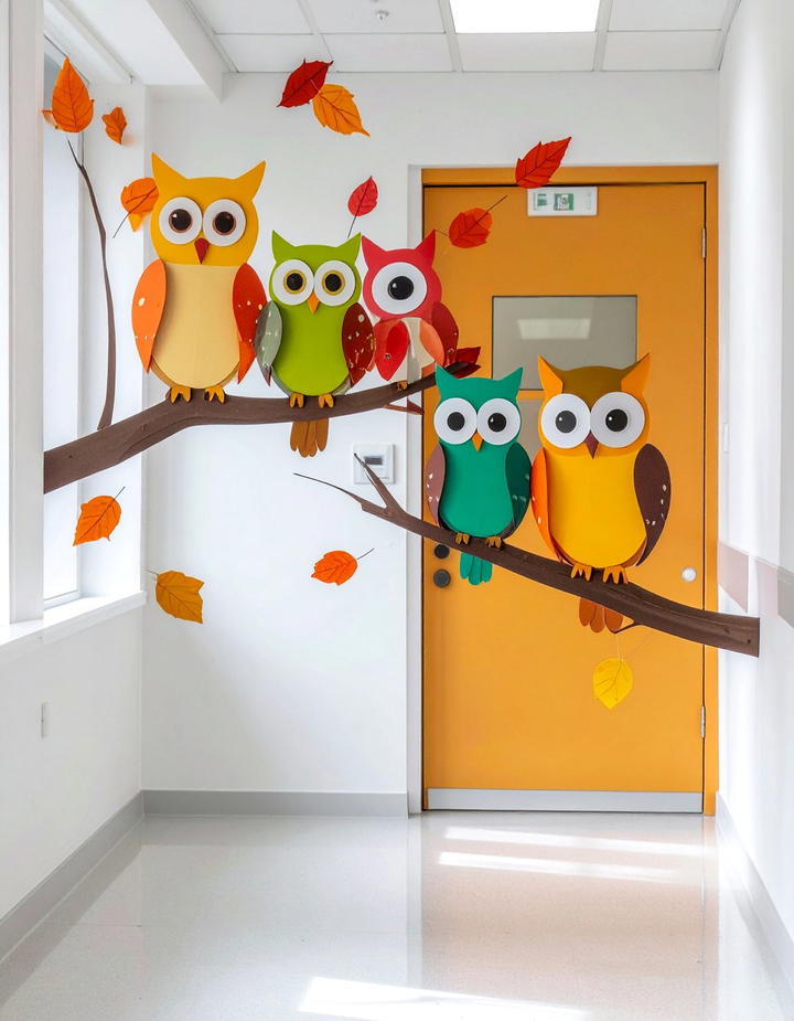 Owl Wisdom Display - 50 fall door decor classroom ideas
