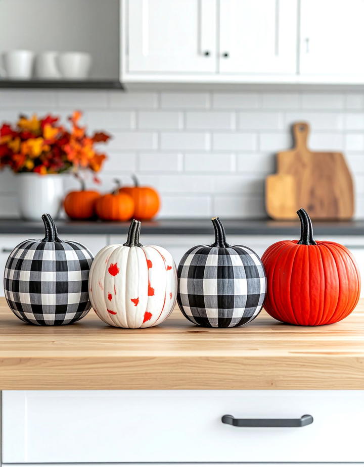 Painted Flannel Pattern Pumpkins - 50 fall pumpkin decor ideas