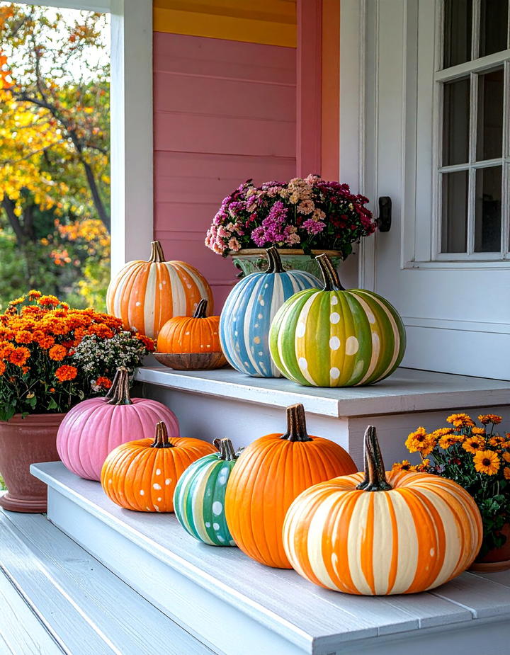 Painted Pumpkin Art Gallery Porch - 50 fall porch decor ideas