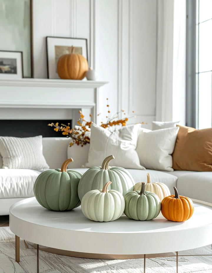 Painted Pumpkin Displays - 50 living room fall decor ideas