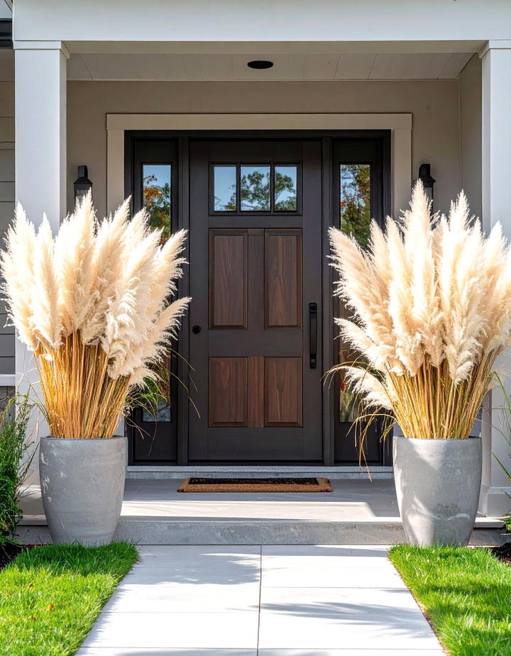 Pampas Grass Fall Accent - 50 fall front door decor ideas