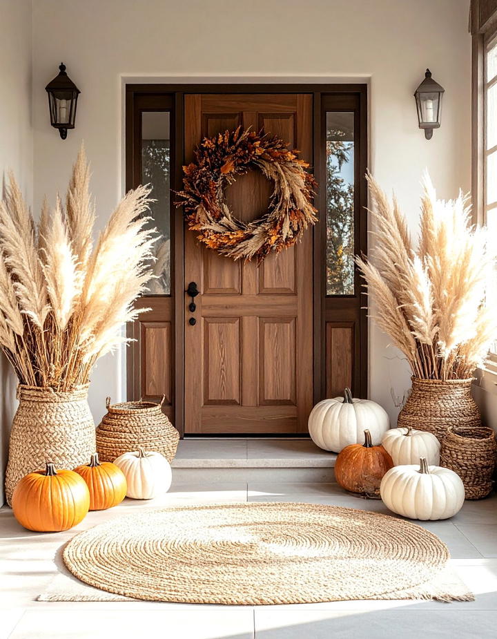 Pampas Grass Modern Bohemian Porch - 50 fall porch decor ideas