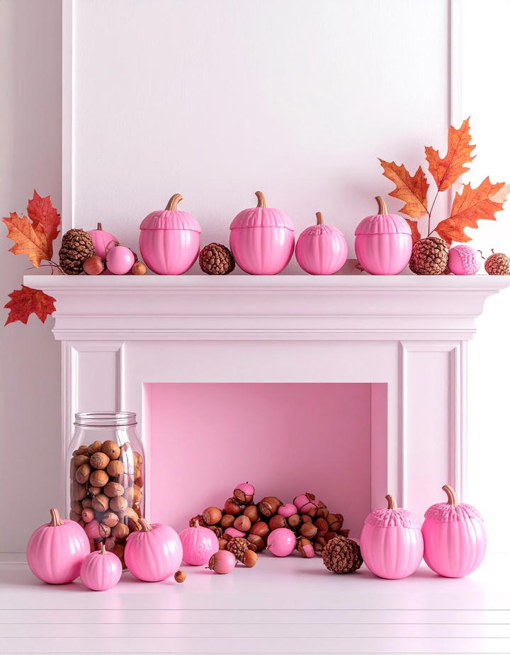 Pink Acorn Accents - 50 pink fall decor ideas