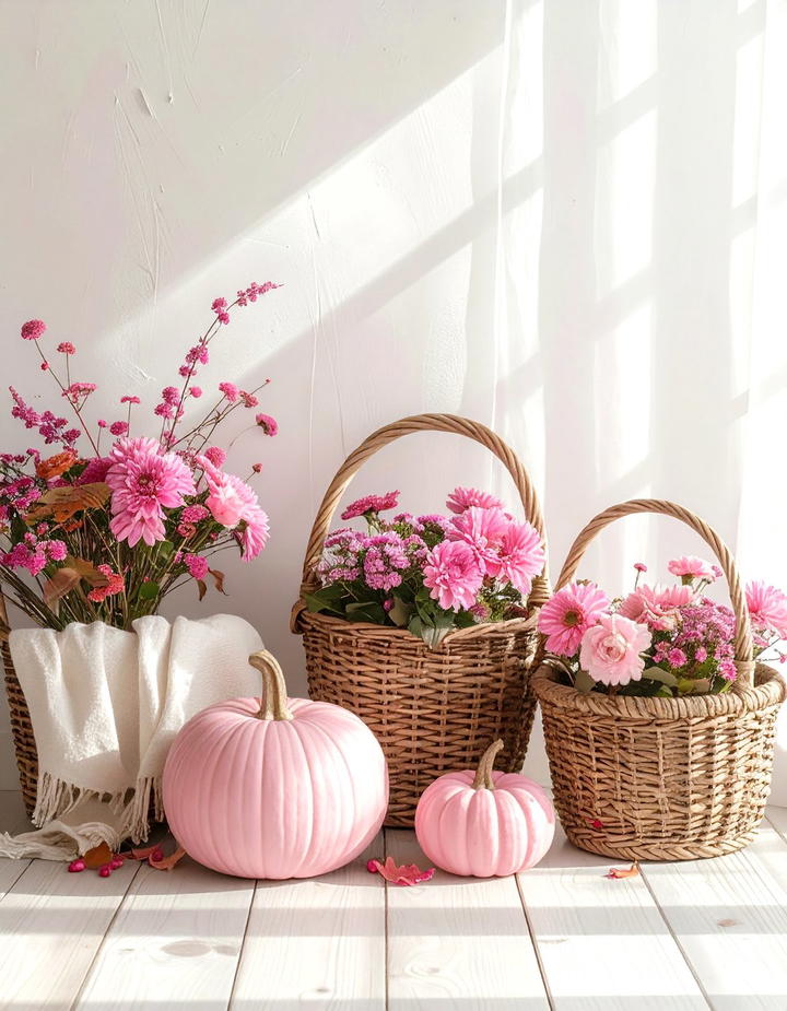 Pink Basket Collections - 50 pink fall decor ideas
