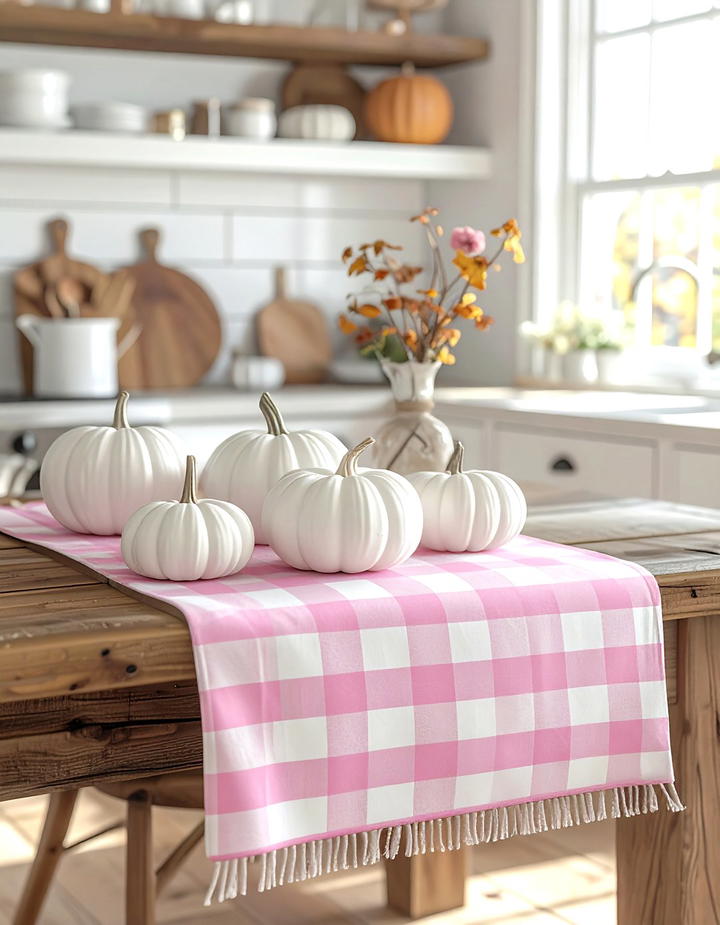 Pink Buffalo Check Accents - 50 pink fall decor ideas