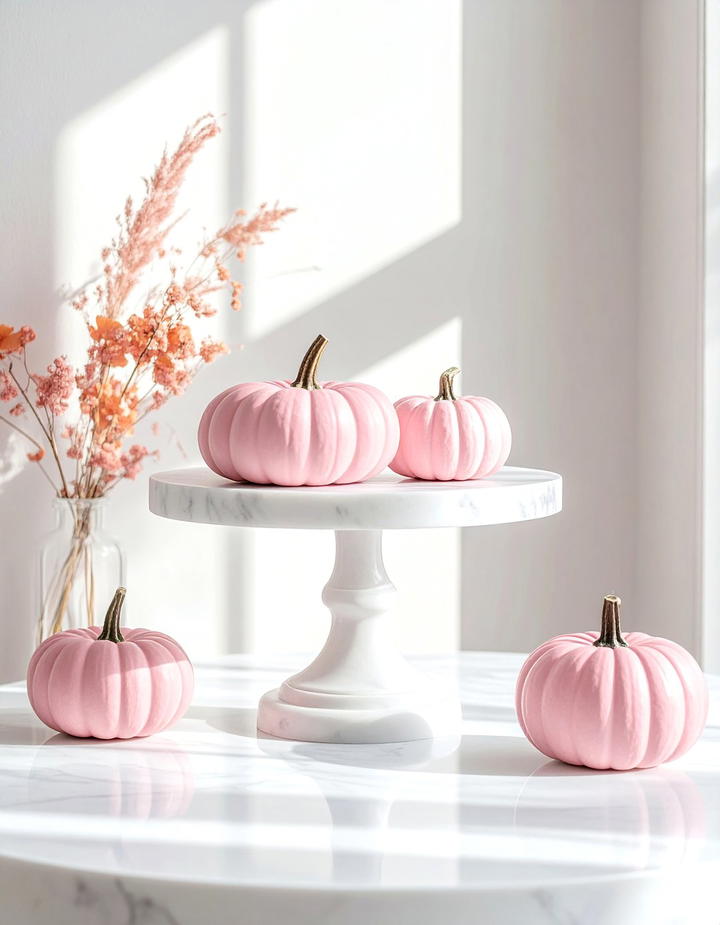 Pink Cake Stand Display - 50 pink fall decor ideas