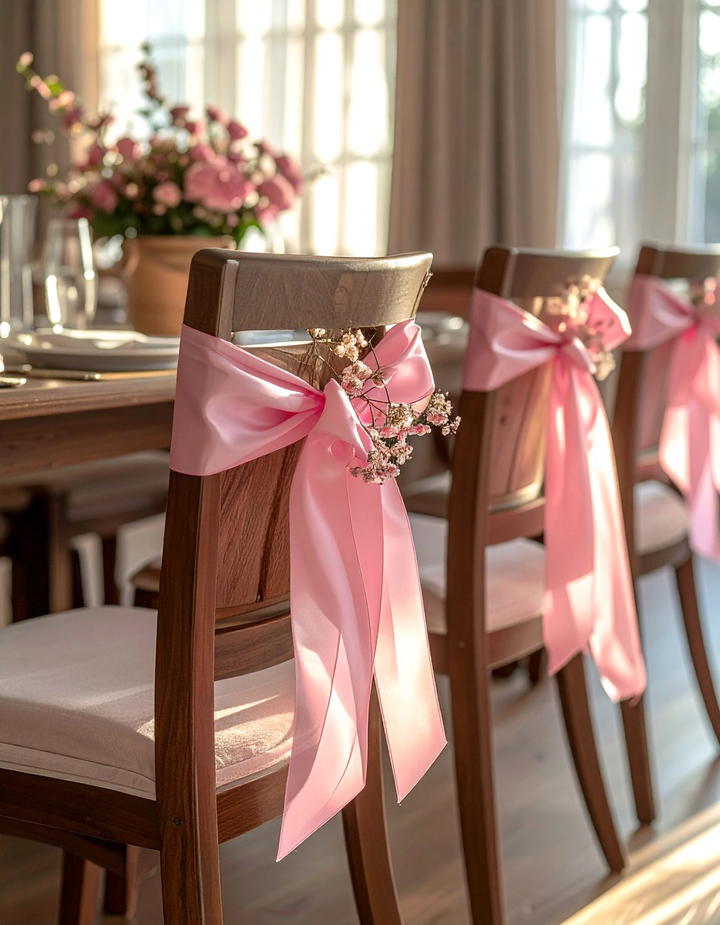 Pink Dining Chair Ribbons - 50 pink fall decor ideas