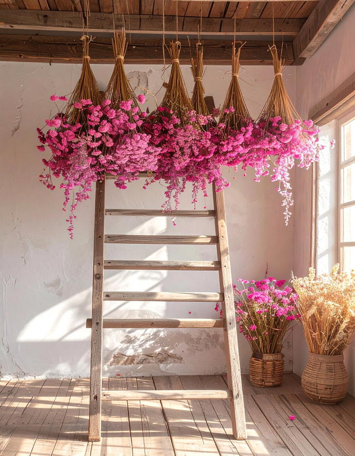 Pink Dried Flower Bundles - 50 pink fall decor ideas