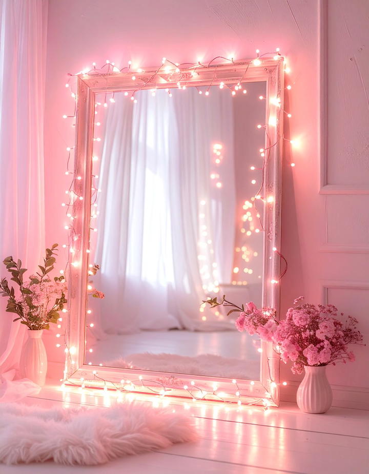 Pink Fairy Lights - 50 pink fall decor ideas
