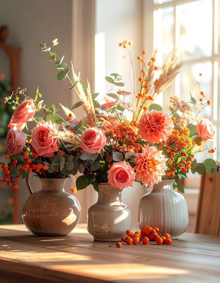 Pink Floral Arrangements - 50 pink fall decor ideas