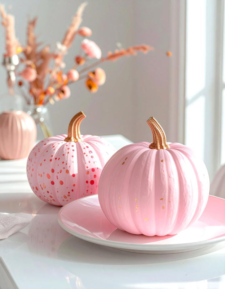 Pink Painted Pumpkins - 50 pink fall decor ideas