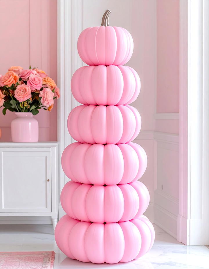 Pink Pumpkin Topiary - 50 pink fall decor ideas