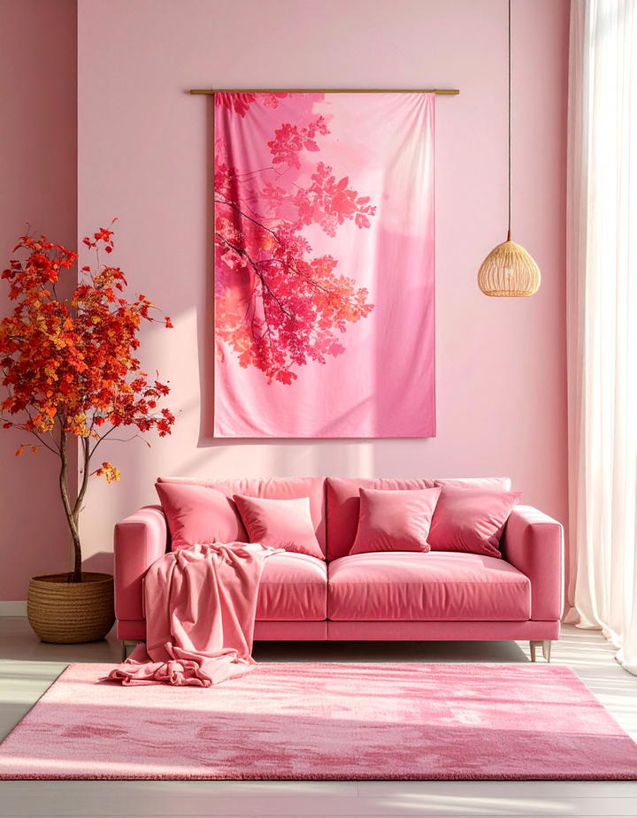 Pink Textile Wall Hanging - 50 pink fall decor ideas