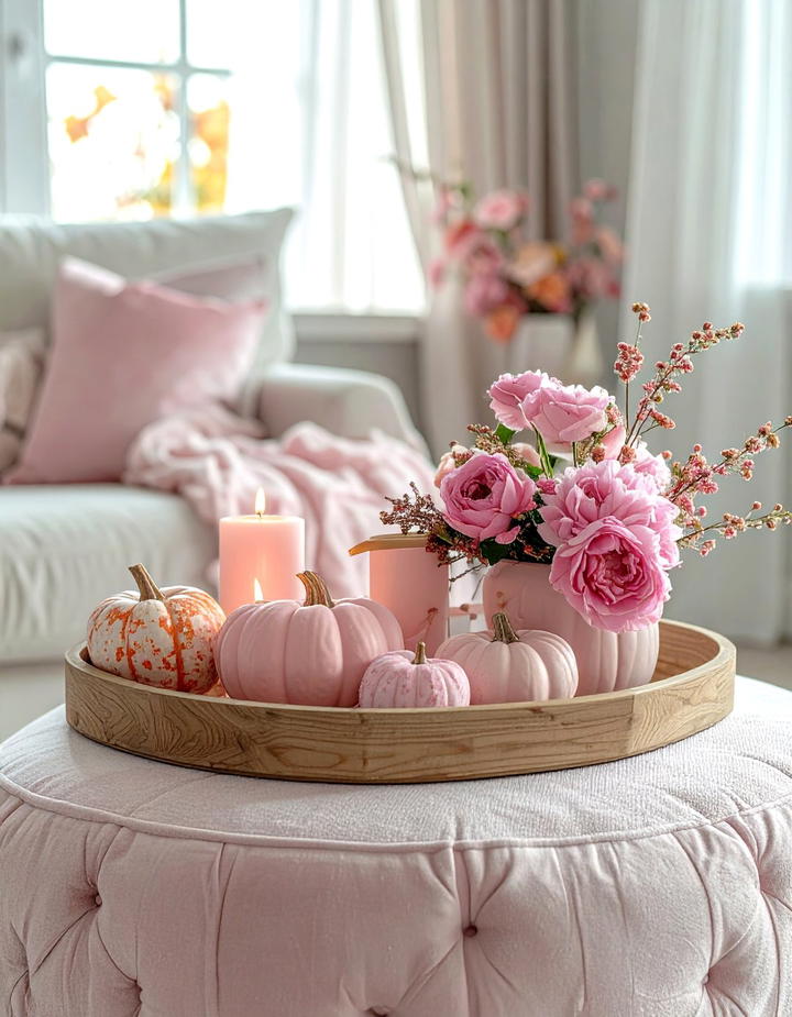Pink Tray Styling - 50 pink fall decor ideas