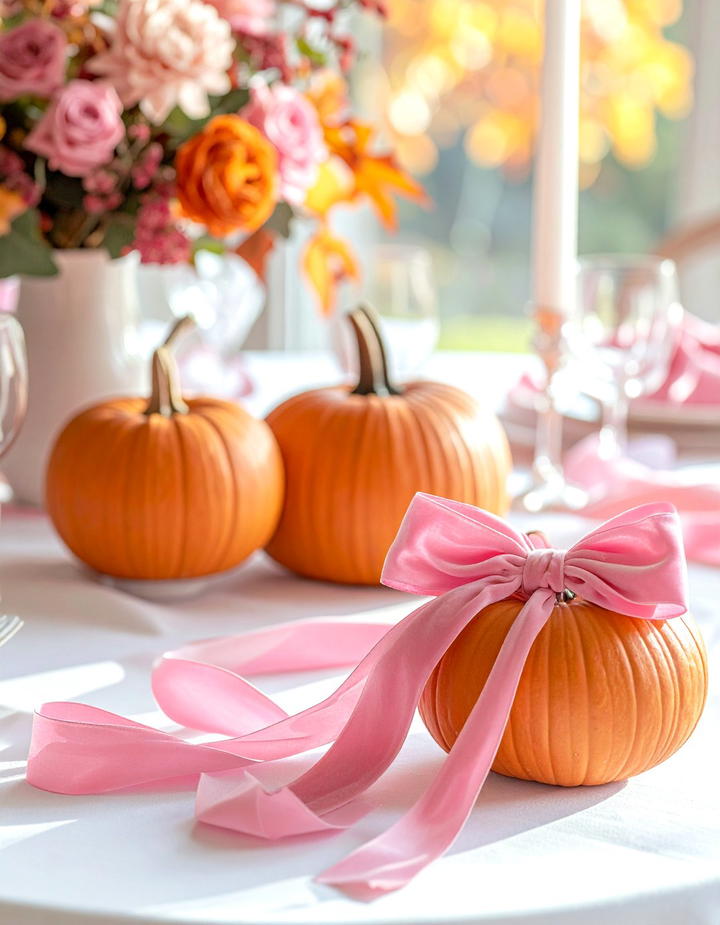 Pink Velvet Ribbon - 50 pink fall decor ideas