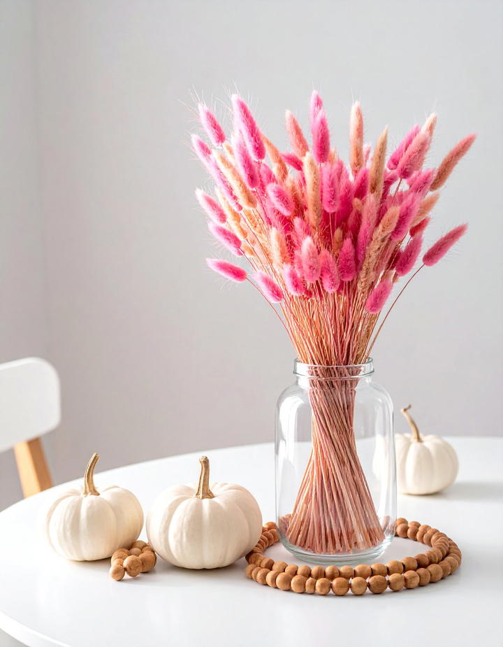 Pink Wheat Centerpiece - 50 pink fall decor ideas