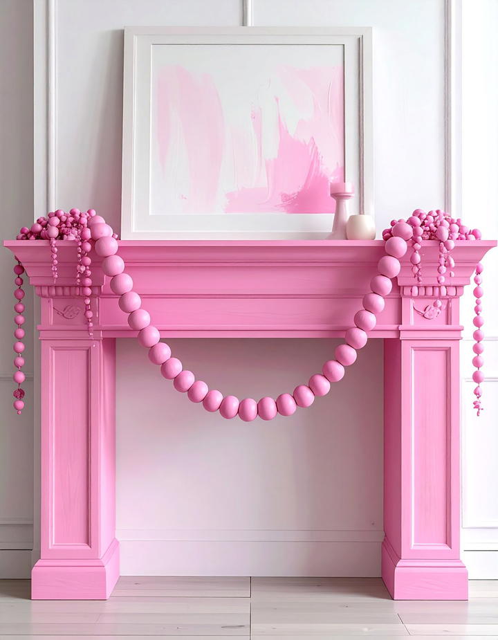 Pink Wooden Bead Garland - 50 pink fall decor ideas