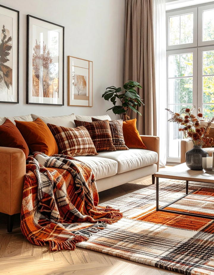 Plaid Textile Accents - 50 fall decor trends 2025