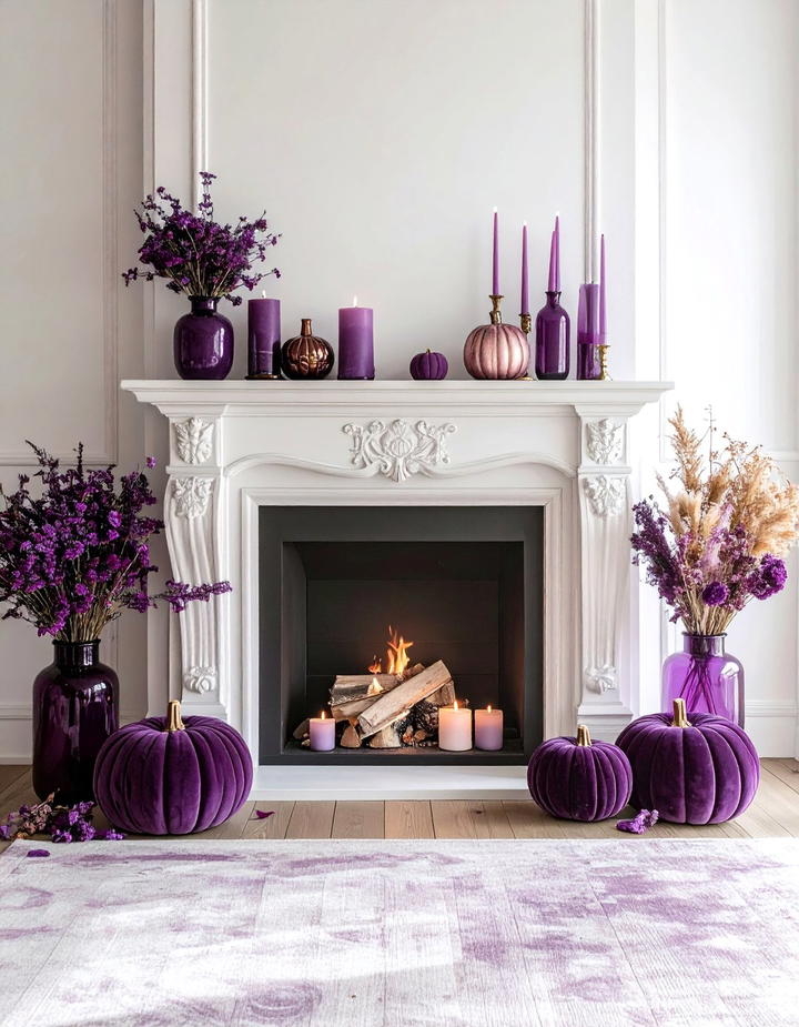 Plum and Mauve Autumn Theme - 50 fall fireplace decor ideas