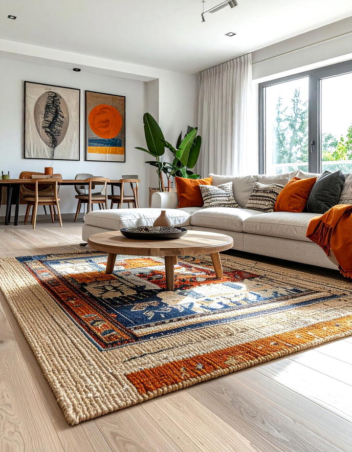 Plush Area Rug Layers - 50 living room fall decor ideas