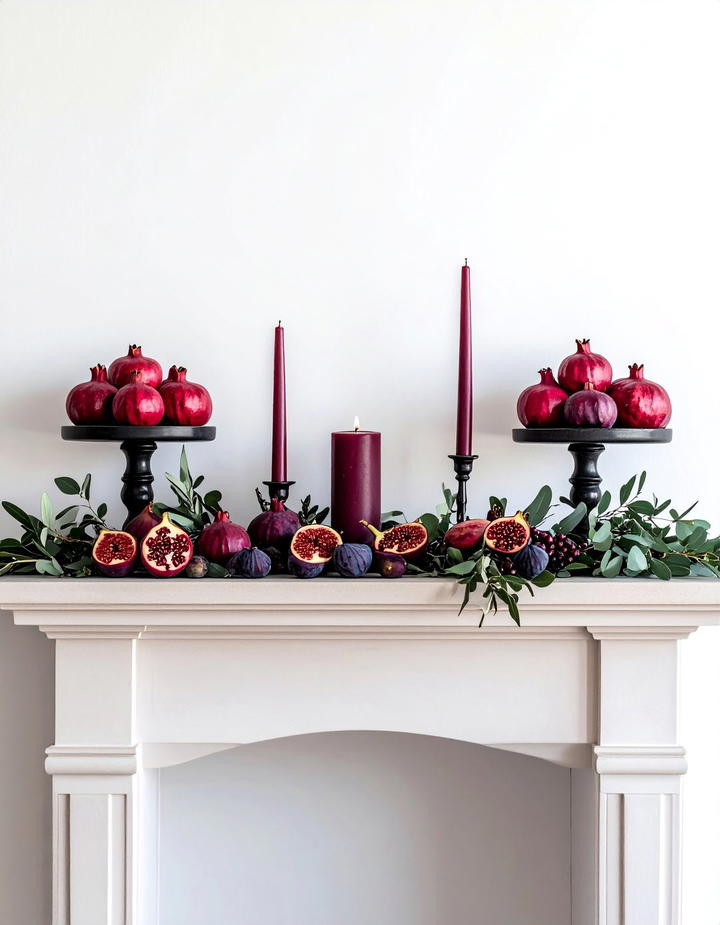 Pomegranate and Fig Mantel Theme - 50 fall mantel decor ideas