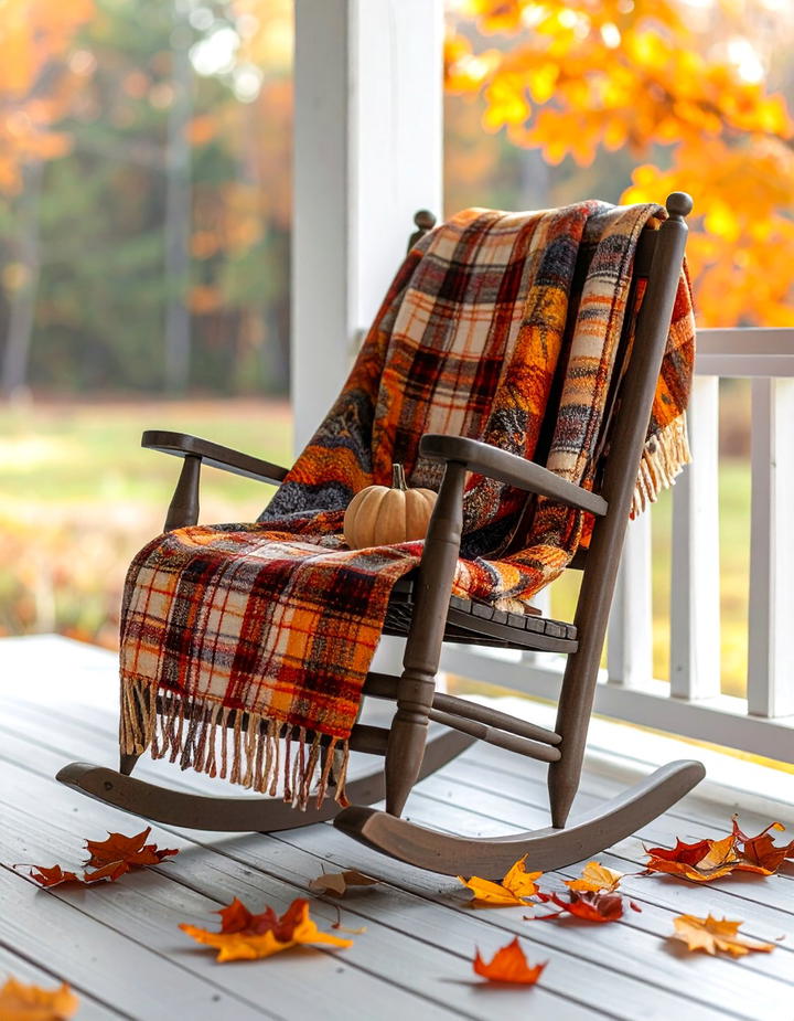 Porch Rocking Chair Scene - 50 minimalist fall decor ideas