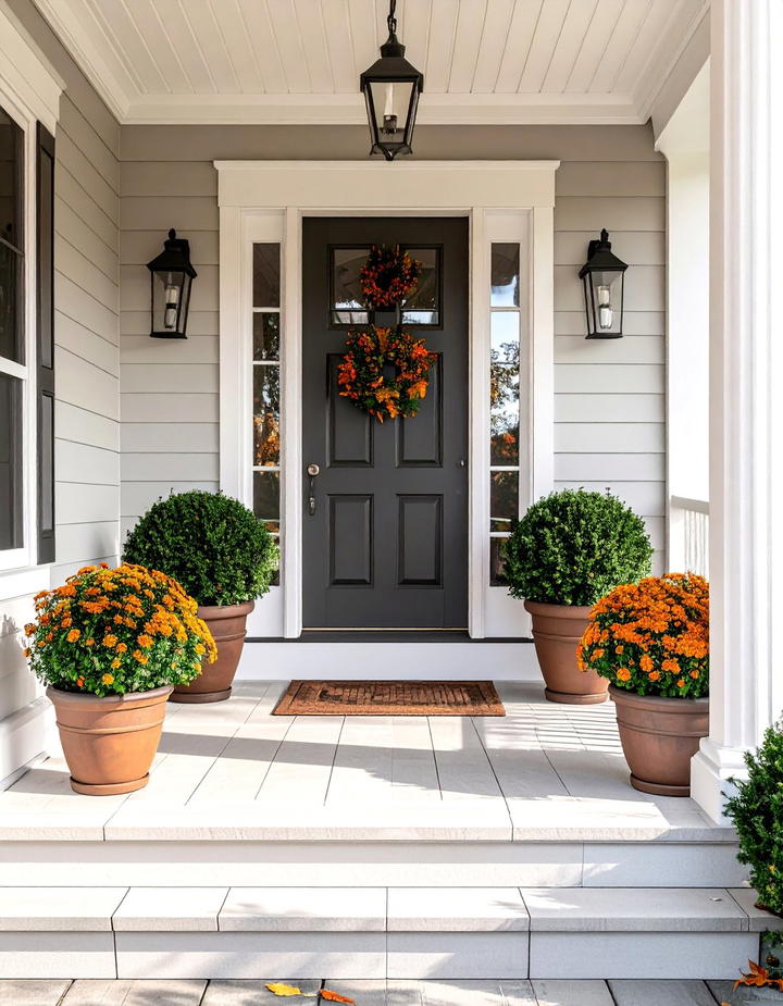 Potted Evergreen Mix - 50 modern fall porch decor ideas