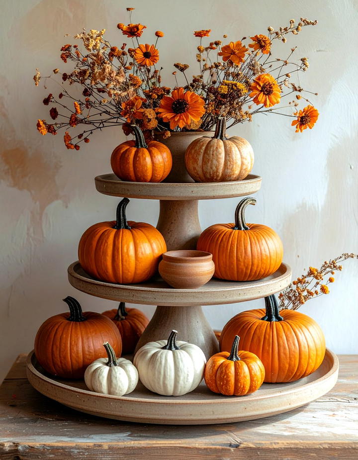 Pottery and Clay Elements - 50 fall tiered tray decor ideas