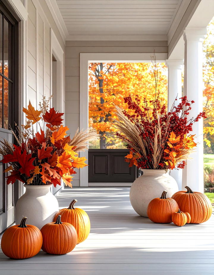 Preserved Leaves and Branches - 50 modern fall porch decor ideas