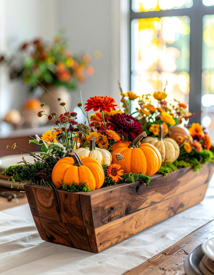 Pumpkin Patch Basket Centerpiece - 50 fall pumpkin decor ideas
