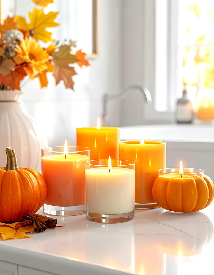 Pumpkin Spice Scented Candles - 50 fall bathroom decor ideas